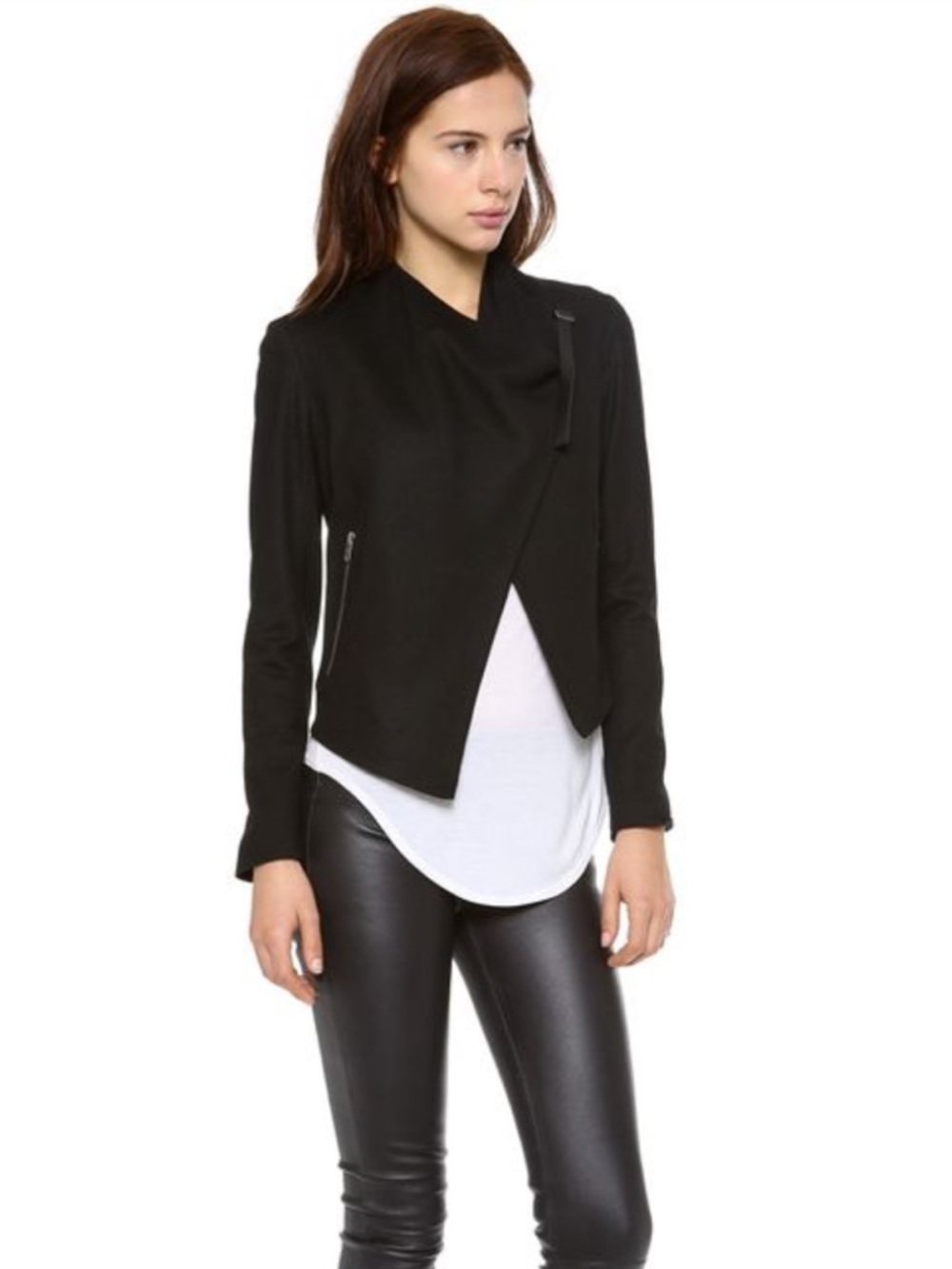 Helmut Lang Sonar Wool Black Asymmetric Zip Blazer Jacket Size S Like New - Picture 12 of 16
